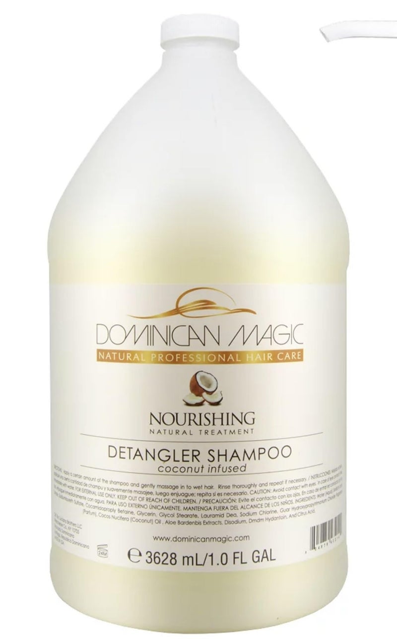DOMINICAN MAGIC Detangler Shampoo â€“ Coconut Infused (1 Gallon) | Hydrating & Smoothing Shampoo for Dry, Frizzy & Curly Hair | Deep Nourishment & Tangle-Free Finish - Image 1